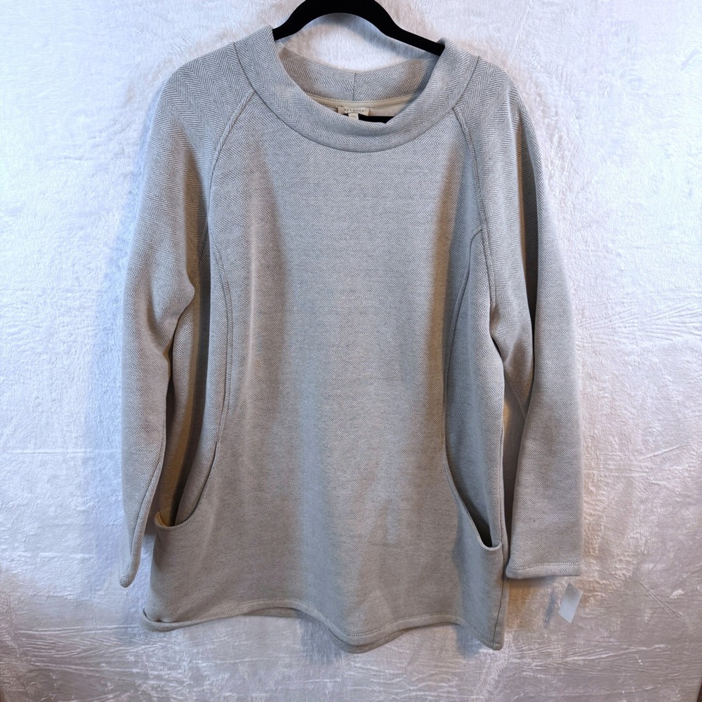 NWT - Grey Herringbone Sweatshirt Tunic/Dress with Pocket Detail